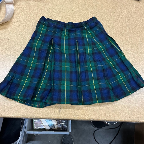 Lands End Kids Plaid Pleated Skirt Blue Green Yellow Size 10 - Picture 3 of 6